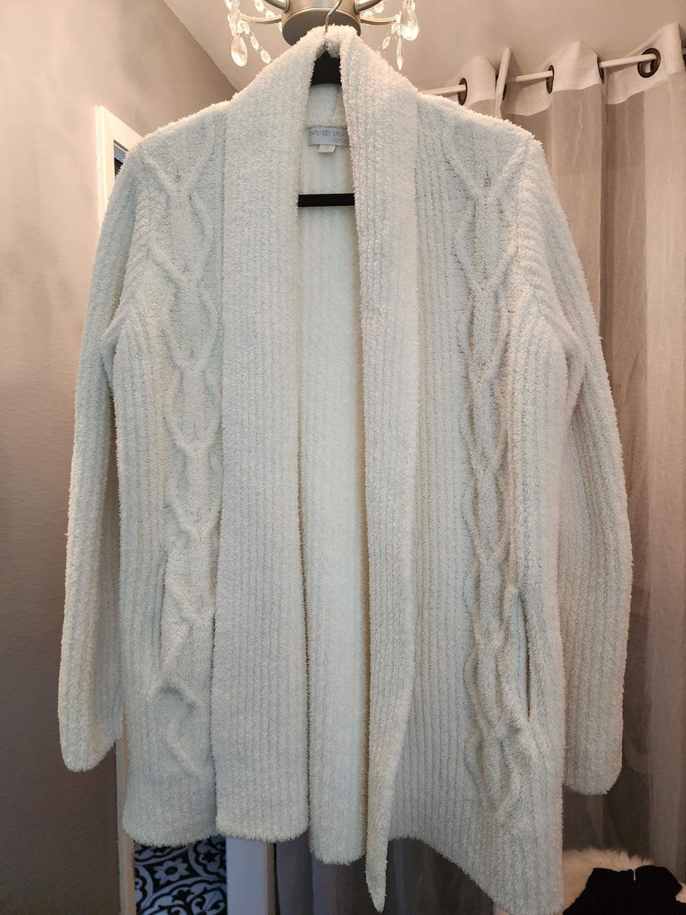 Barefoot Dreams Cozychic Cream Cabin Cable Cardigan